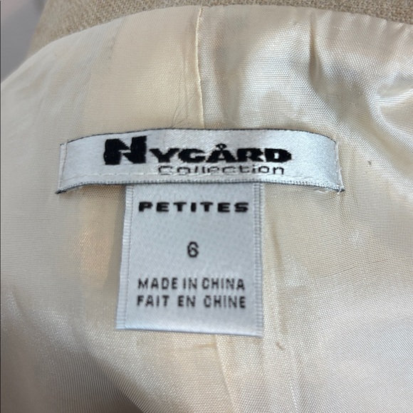 NYGARD Collection Linen Blend Blazer, Gold Thread, Peplum Jacket - Size 6 petite - Picture 7 of 13